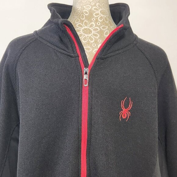 Spyder Men's Black SZ XL Front Full Zip Logo Hand Pockets Sports Jacket Outdoor - Picture 3 of 15